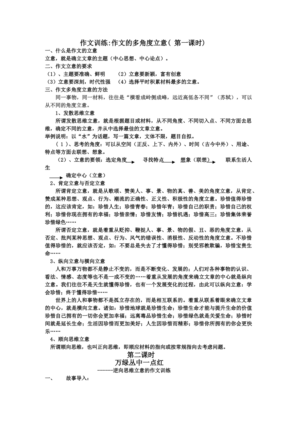 作文的多角度立意（学生）_第1页