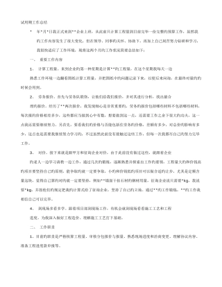 2025年造价员试用期工作小结