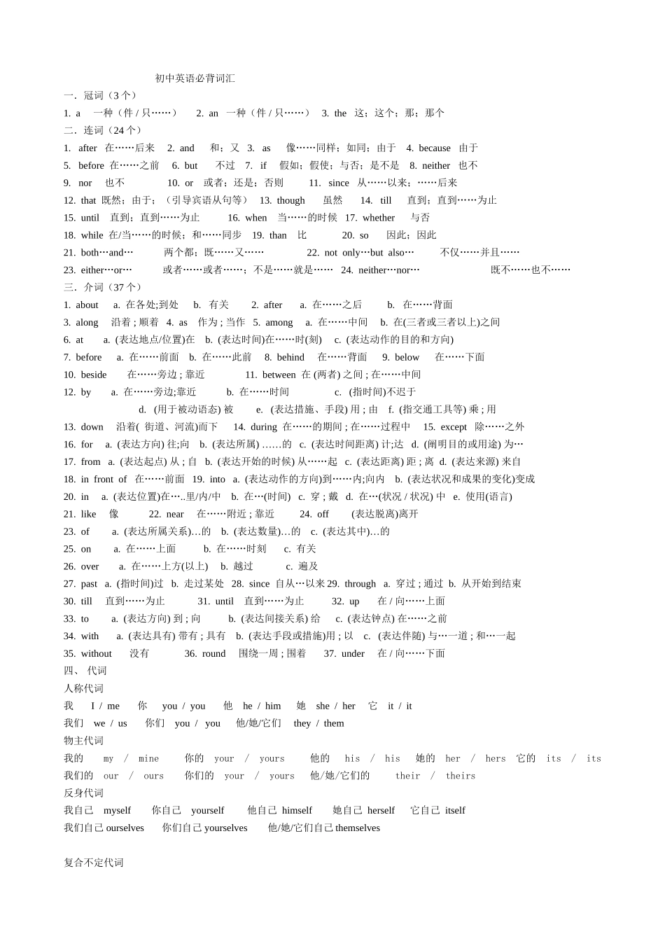 2025年初中英语必背单词_第1页
