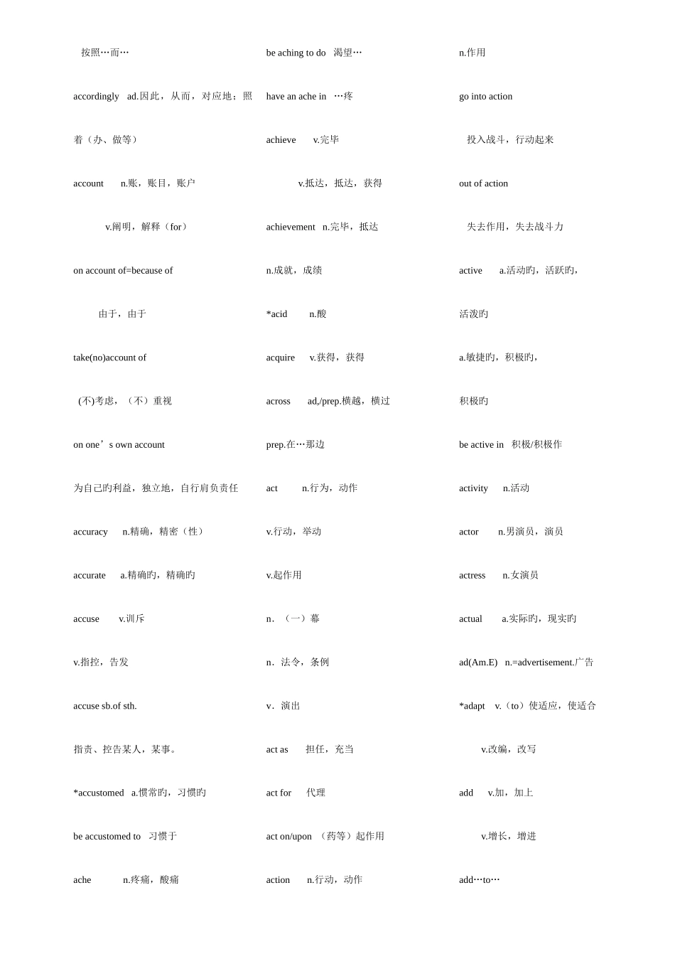 2025年成人本科生学士学位英语课程词汇表短语表A_第2页