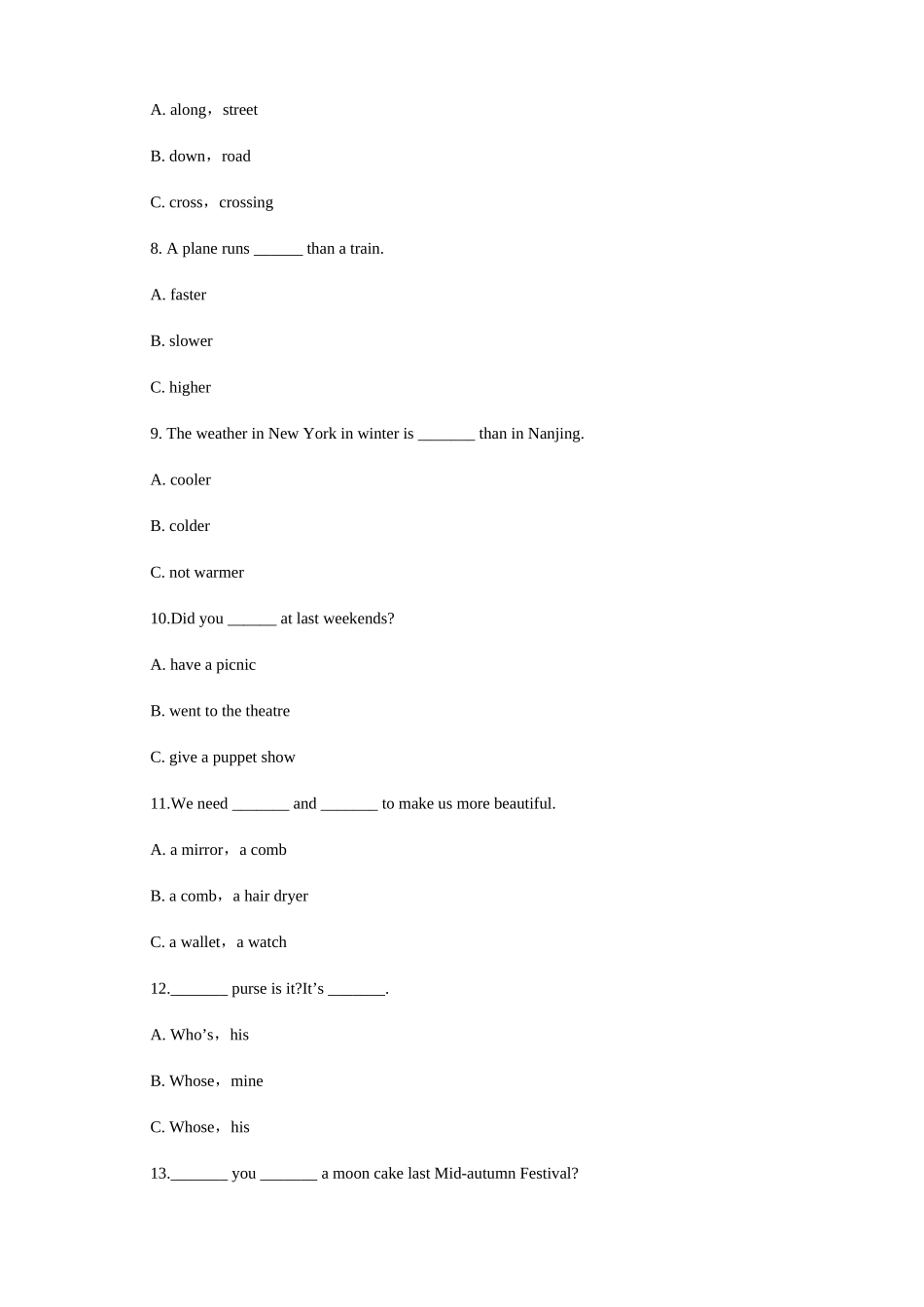 2025年小升初英语复习冲刺试题十六无答案_第3页