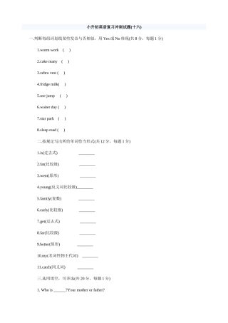 2025年小升初英语复习冲刺试题十六无答案