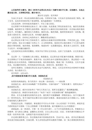 部分高考作文选编《时间不会使记忆风化》为题