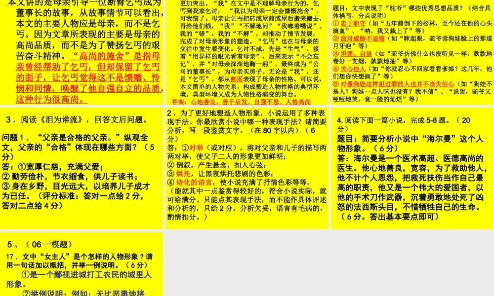 小说阅读之人物形象