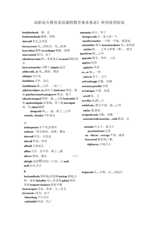 《高职高专教育英语课程教学基本要求》所列常用短语