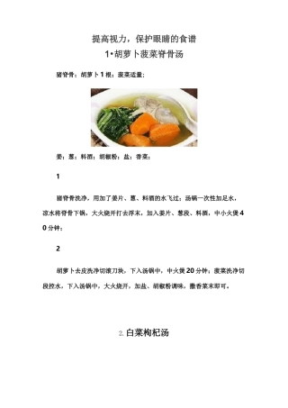提高视力,保护眼睛的食谱