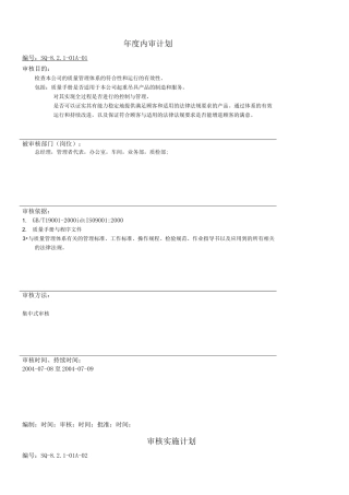 年度内审计划