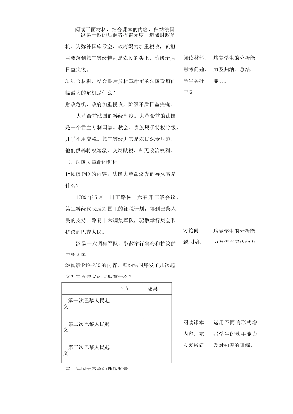 法国大革命和拿破仑帝国 教学设计_第3页