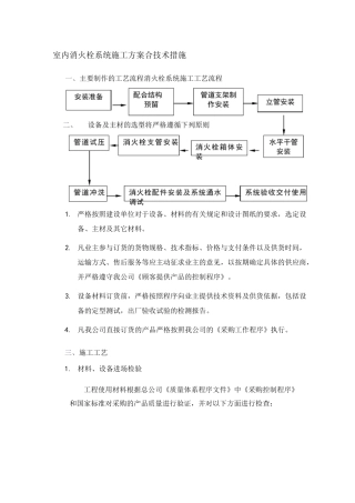 室内消火栓系统施工方案 