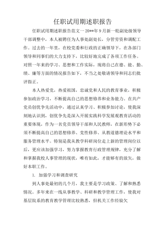 任职试用期述职报告