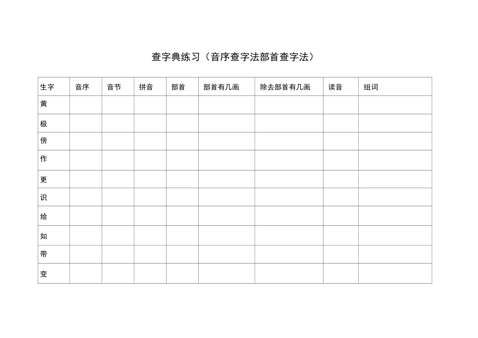 部首查字法 音序查字法-查字典练习_第1页