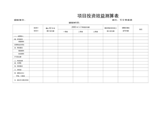 项目投资效益测算表