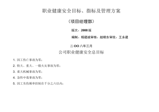 职业健康安全目标