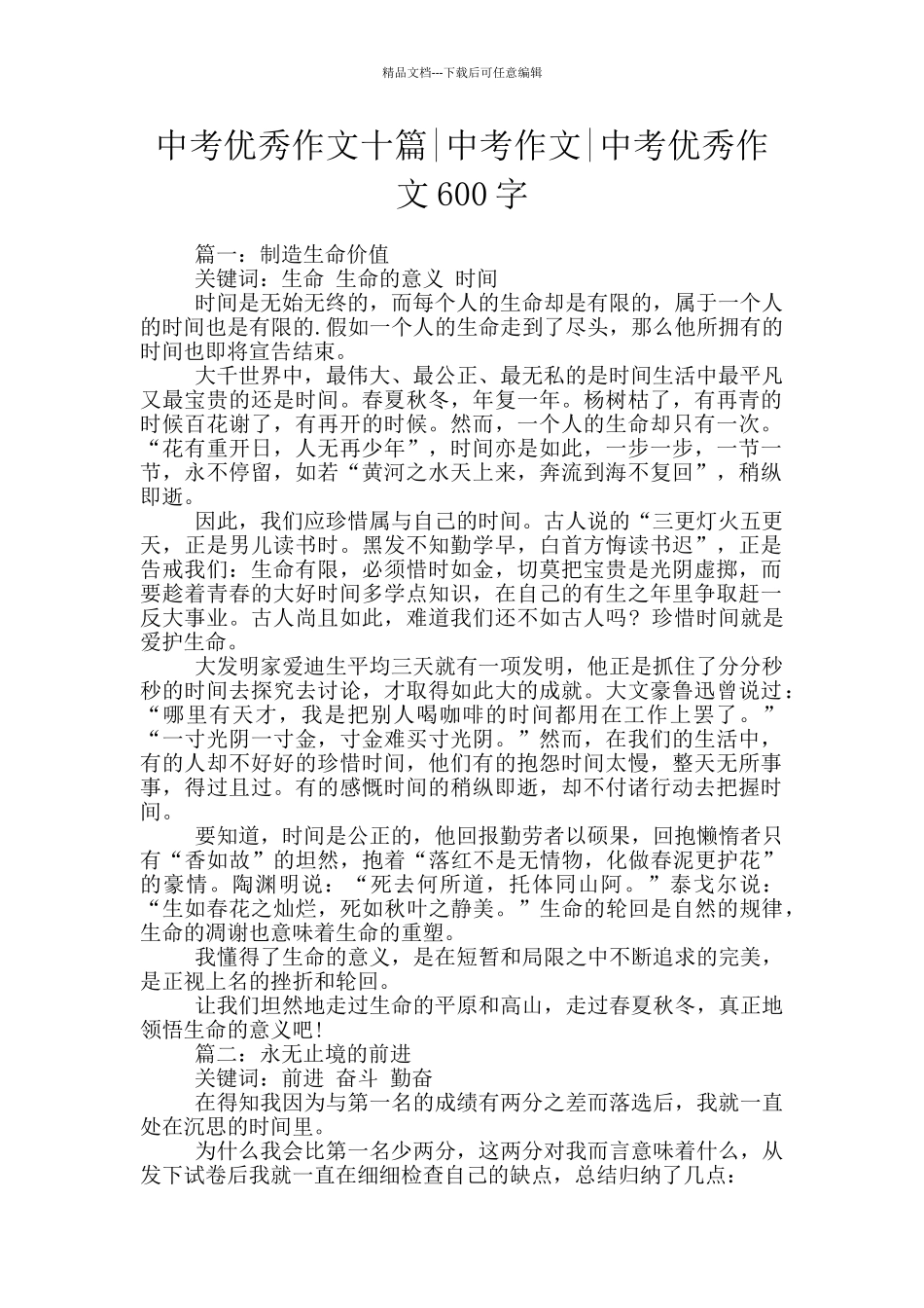 中考优秀作文十篇_第1页