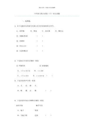 中考语文练习试卷