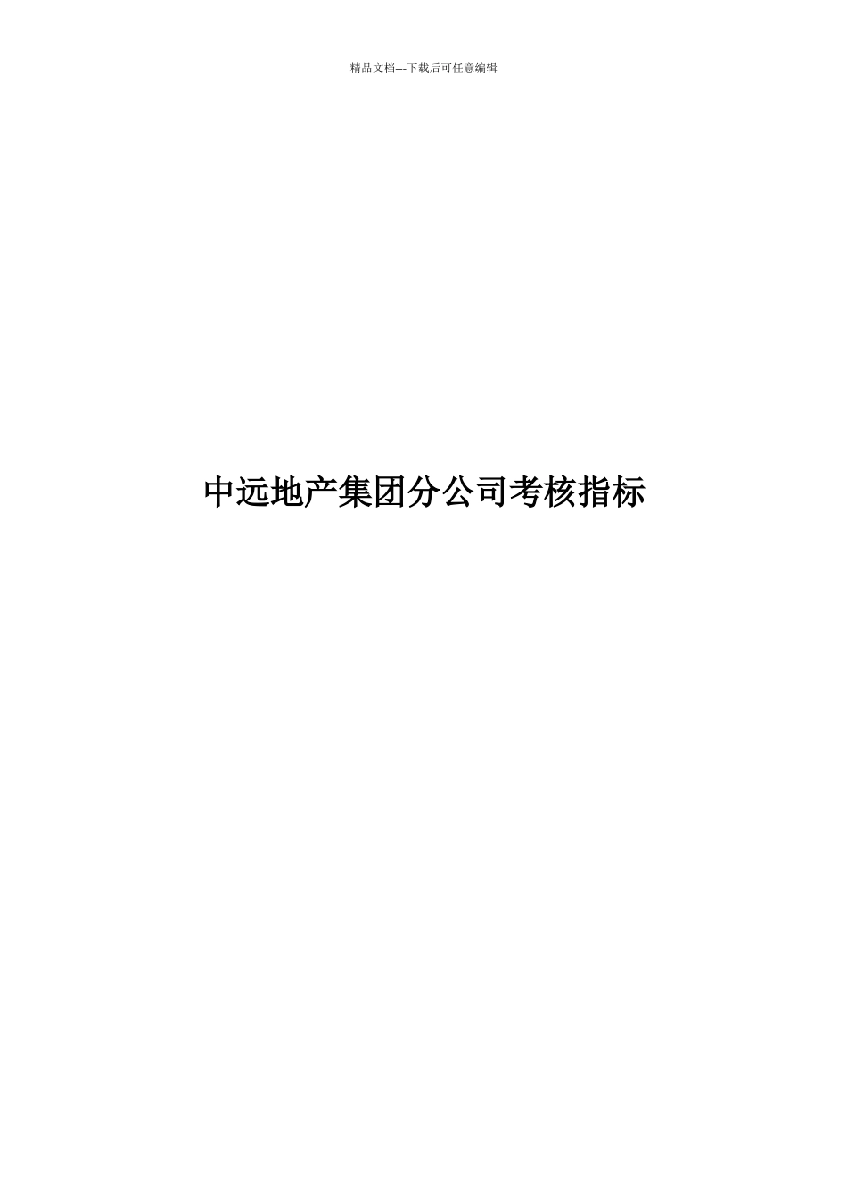 中远地产集团分公司考核指标_第1页