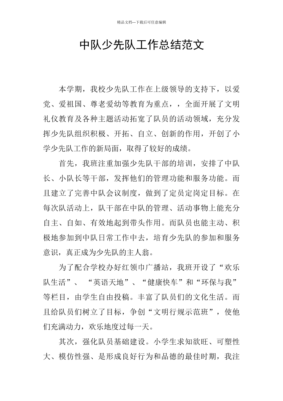 中队少先队工作总结范文_第1页