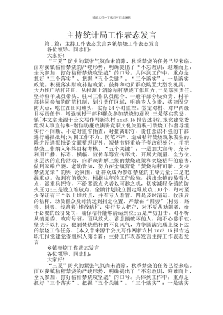 主持统计局工作表态发言