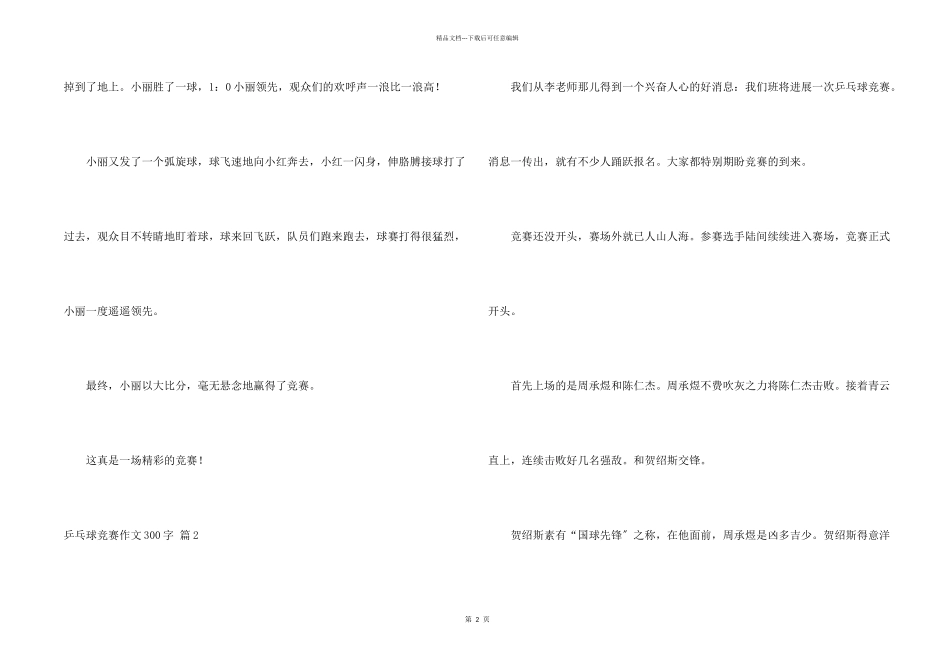 乒乓球比赛300字集合五篇_第2页