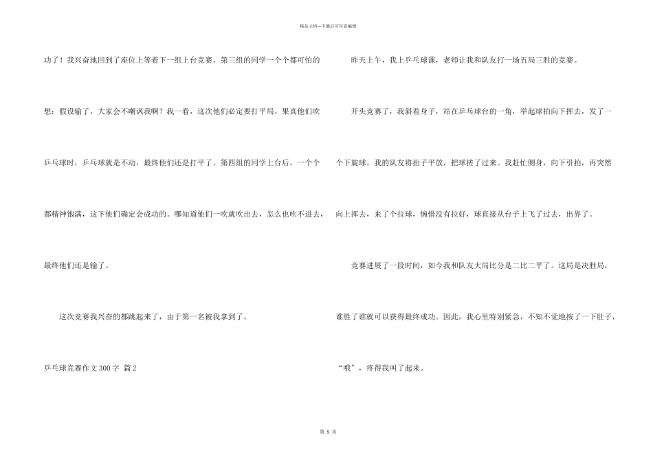 乒乓球比赛300字合集六篇_第2页