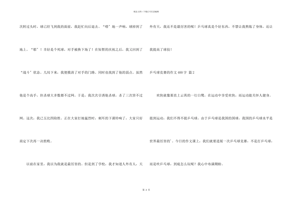 乒乓球比赛的400字合集8篇_第2页