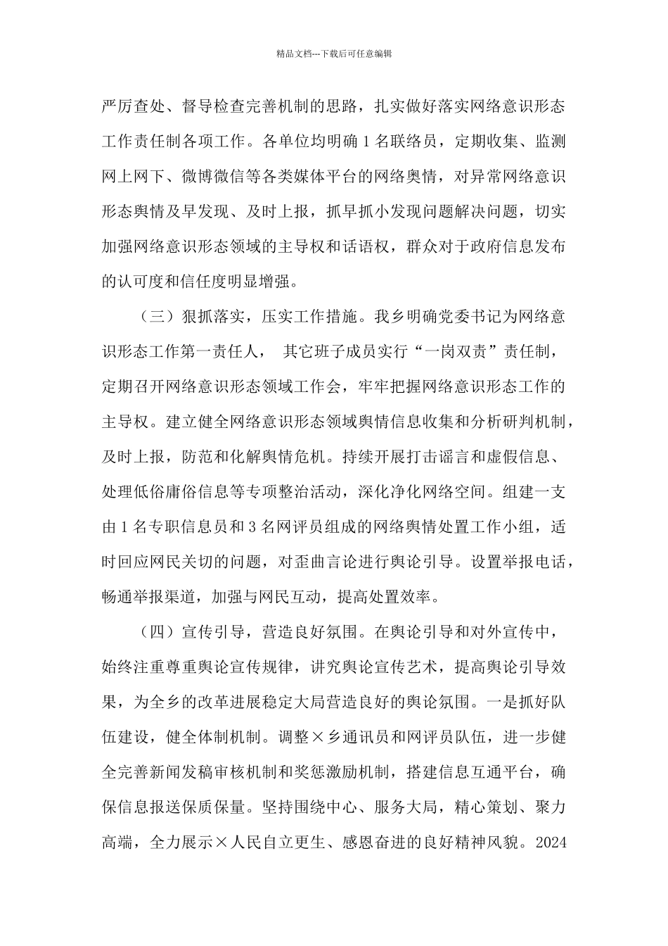 乡2024年度网络意识形态工作报告_第2页