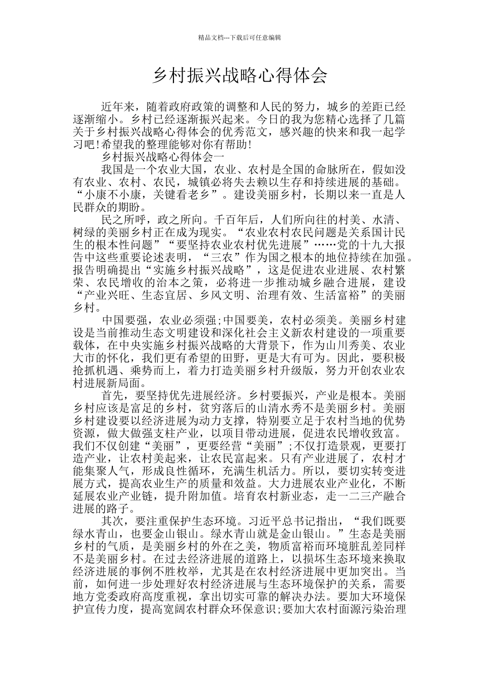 乡村振兴战略心得体会_第1页