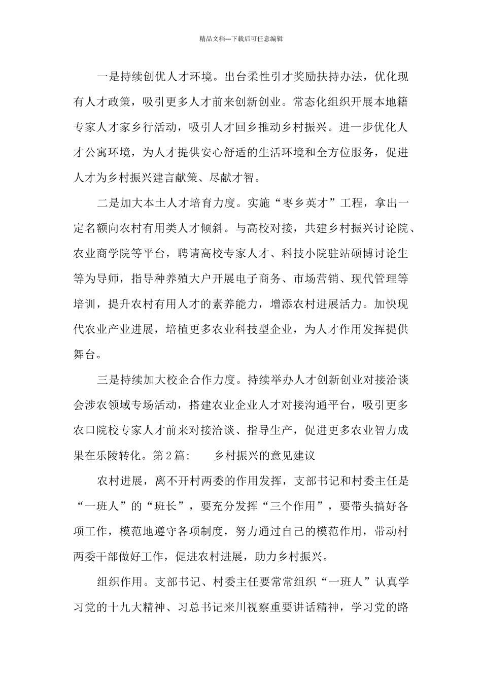 乡村振兴的意见建议7篇_第2页