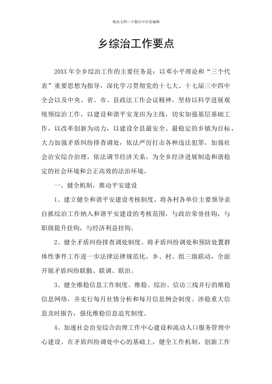 乡综治工作要点_第1页