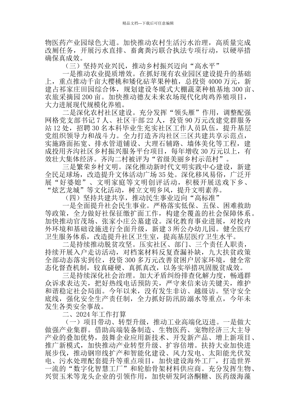 乡镇2024年工作总结和工作打算_第2页