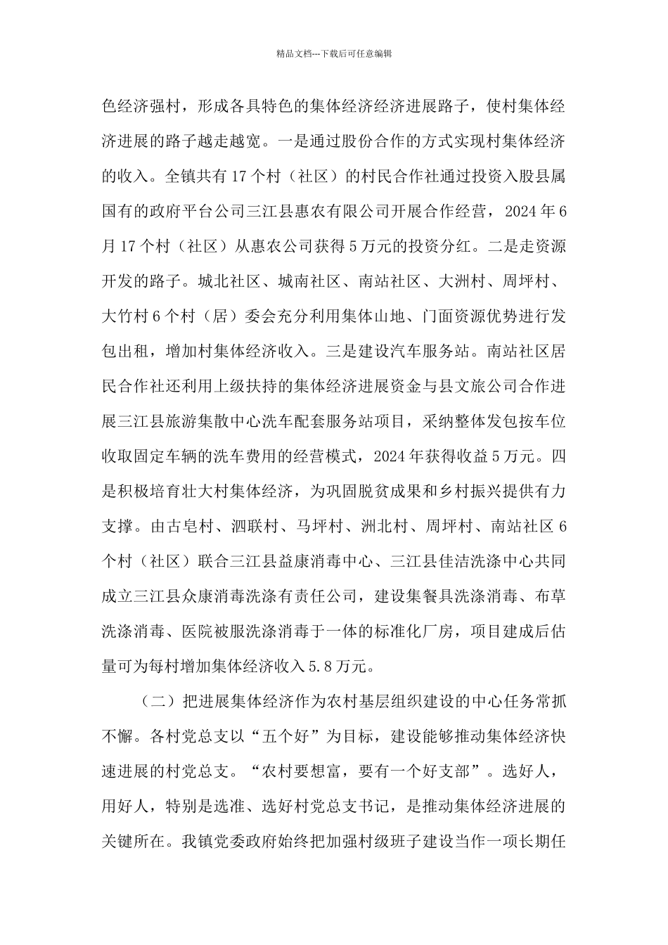 乡镇2024年发展壮大村级集体经济工作总结_第2页
