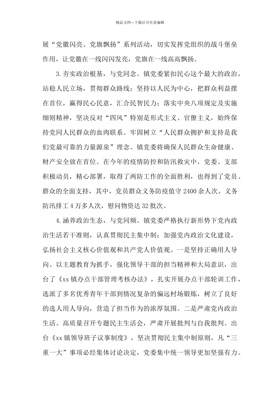 乡镇2024年政治建设情况自评及工作总结_第3页