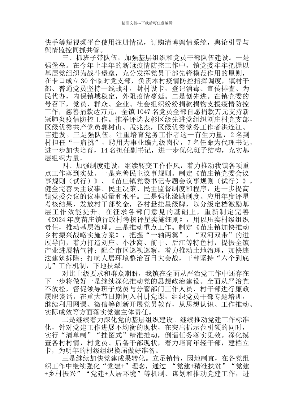 乡镇党员上半年全面从严治党工作总结_第2页