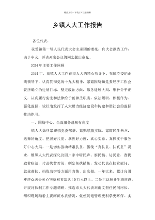 乡镇人大工作报告
