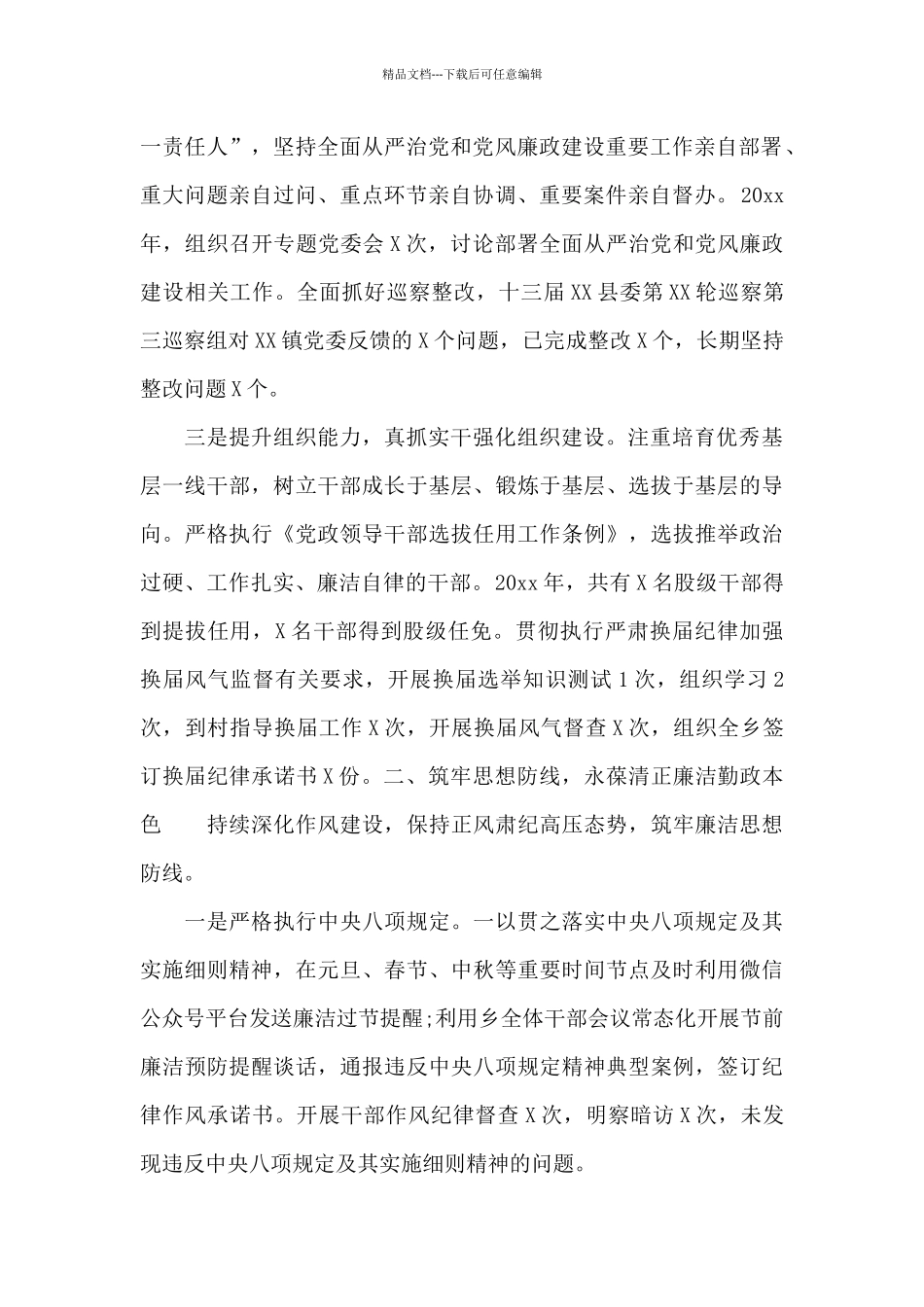 乡镇党委书记2024年度述责述廉报告范例_第2页