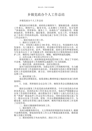 乡镇党政办个人工作总结