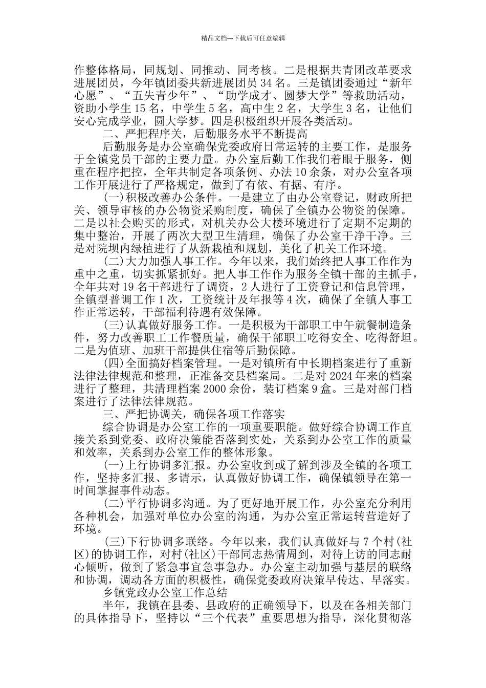 乡镇党政办公室工作总结_第2页