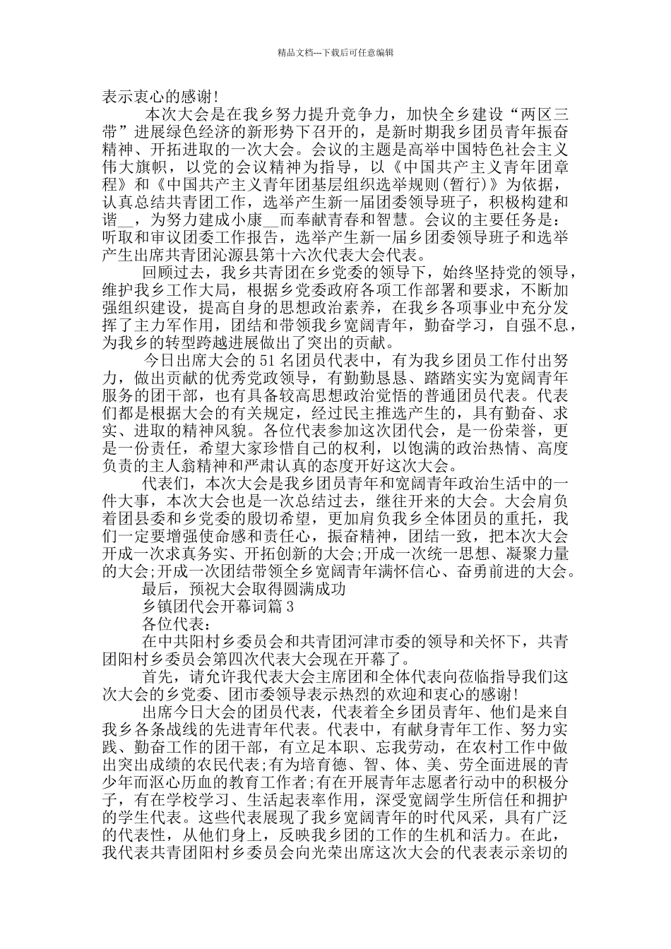 乡镇团代会开幕词范文_第2页