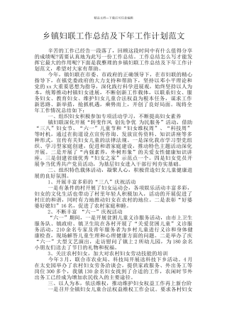 乡镇妇联工作总结及下年工作计划范文