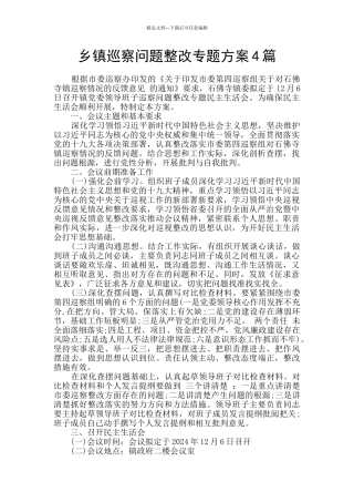乡镇巡察问题整改专题方案4篇