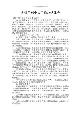 乡镇干部个人工作总结体会