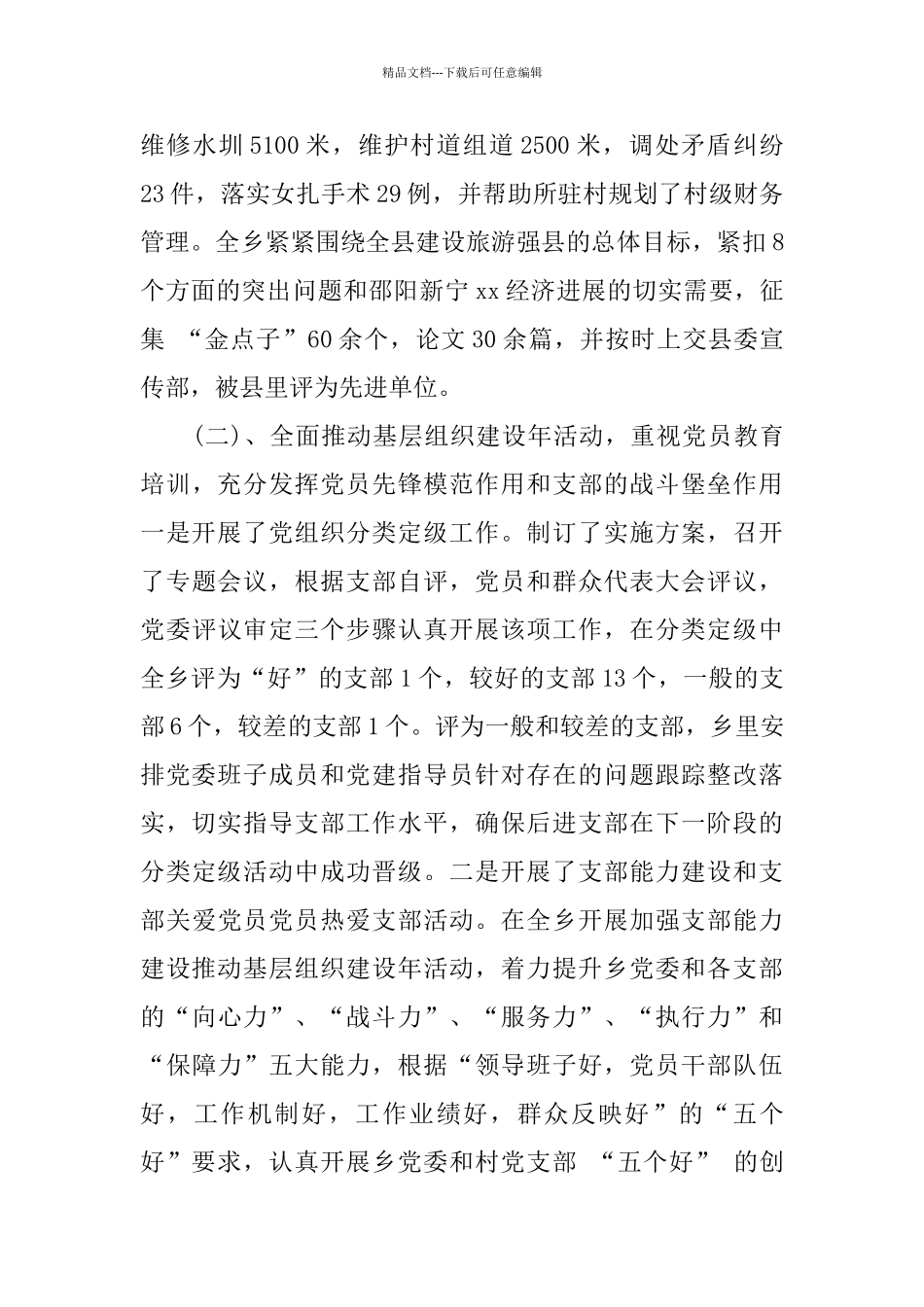 乡镇年度基层组织工作总结范文_第3页