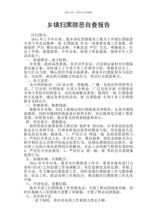 乡镇扫黑除恶自查报告
