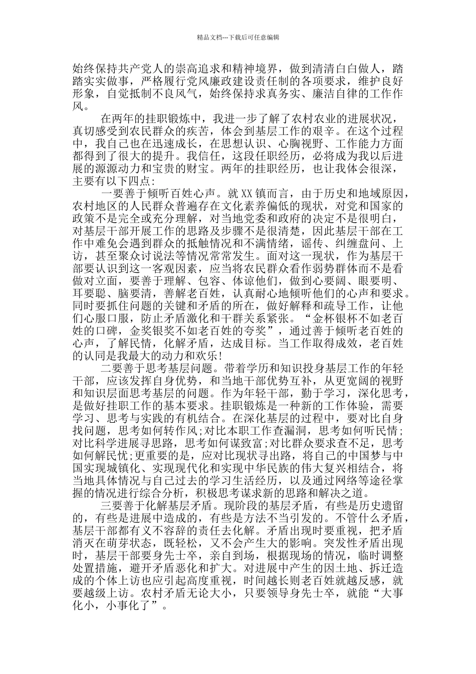 乡镇挂职干部年度工作总结报告范本集_第3页