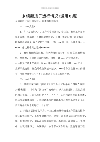 乡镇新班子运行情况