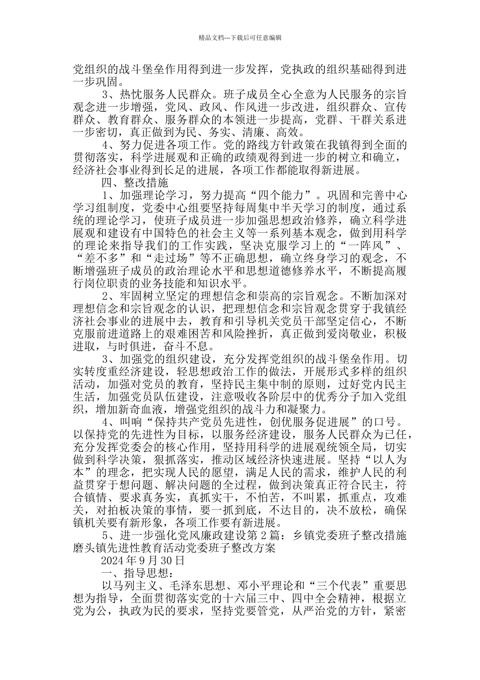 乡镇班子整改措施_第2页