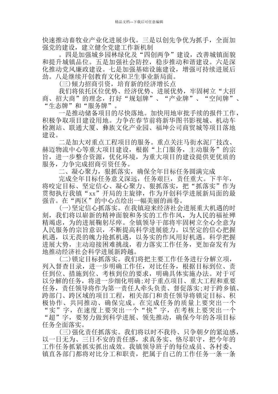乡镇经济工作表态发言材料_第3页