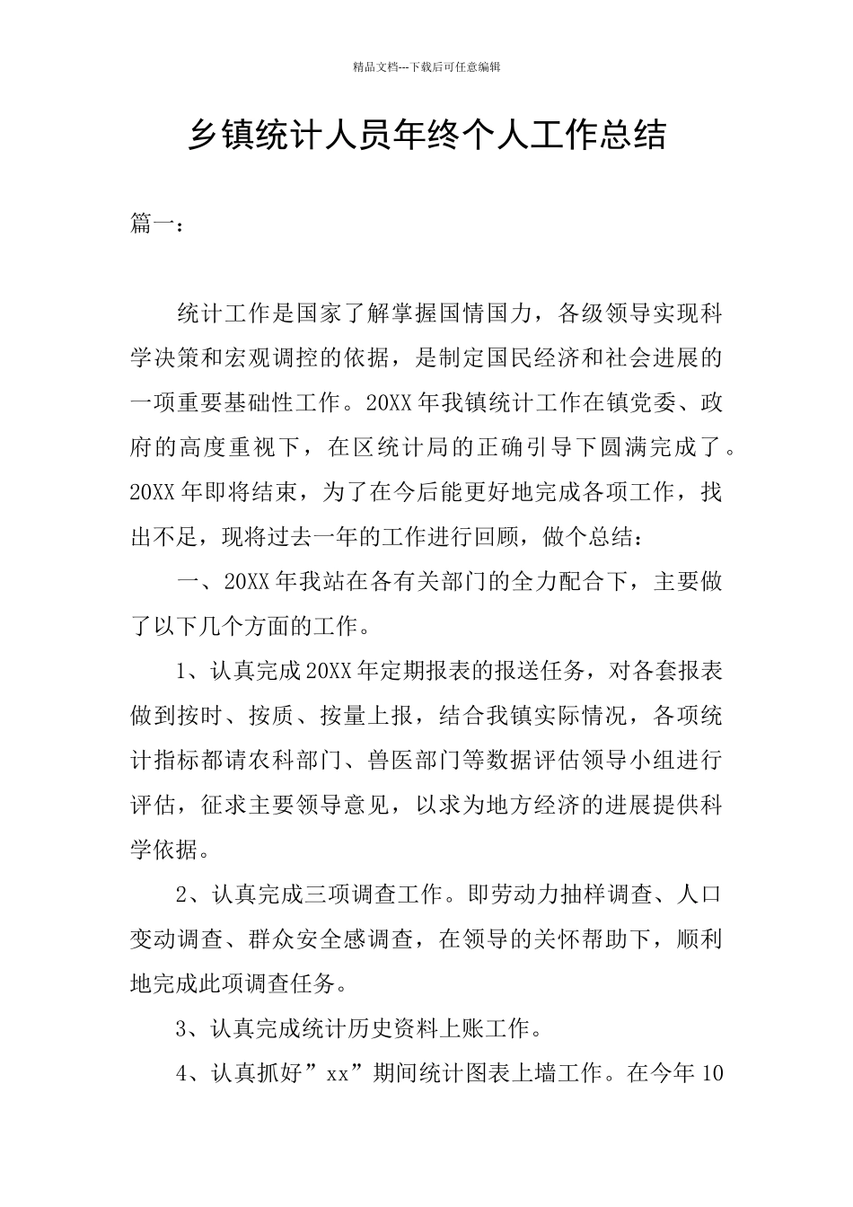 乡镇统计人员年终个人工作总结_第1页