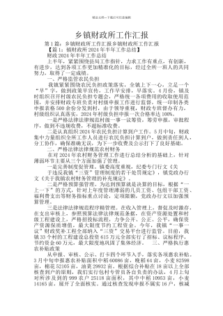 乡镇财政所工作汇报