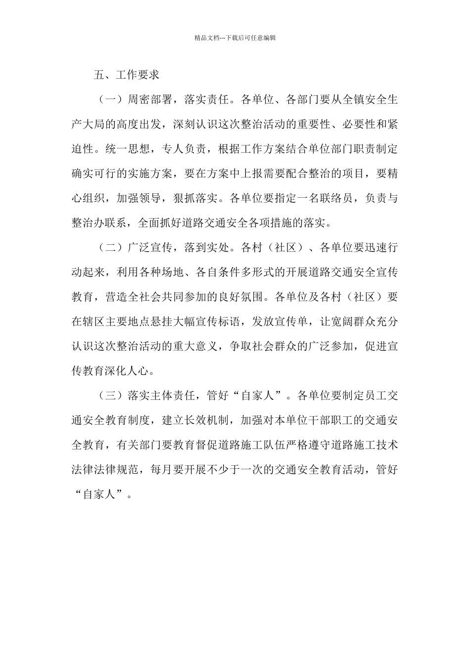 乡镇预防重特大道路交通事故专项整治行动工作方案范例_第3页